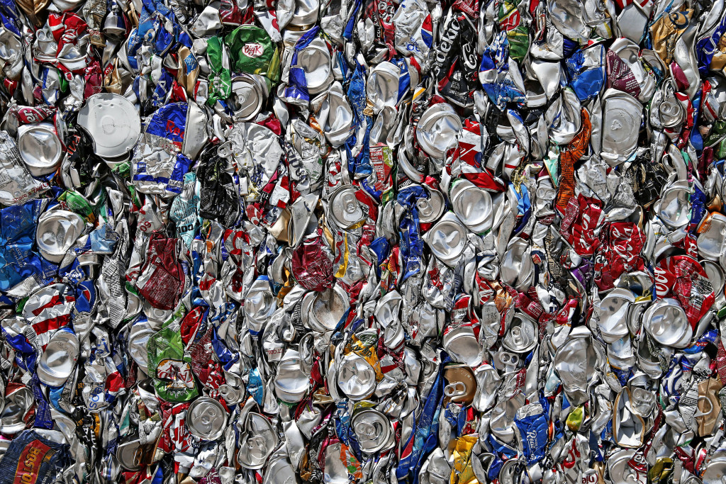 Bales of recycled aluminum cans awaits shipping outside the Glendale M.R.F., or Material Recovery Facility as seen in Glendale on August 18, 2015