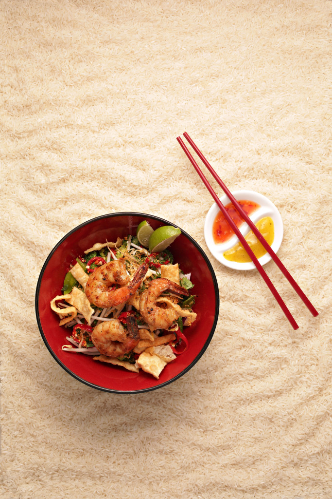Shrimp rice bowl for summer rice bowl CP made by Foosia Fresh Asian restaurant as seen in Scottsdale on April 28, 2015
